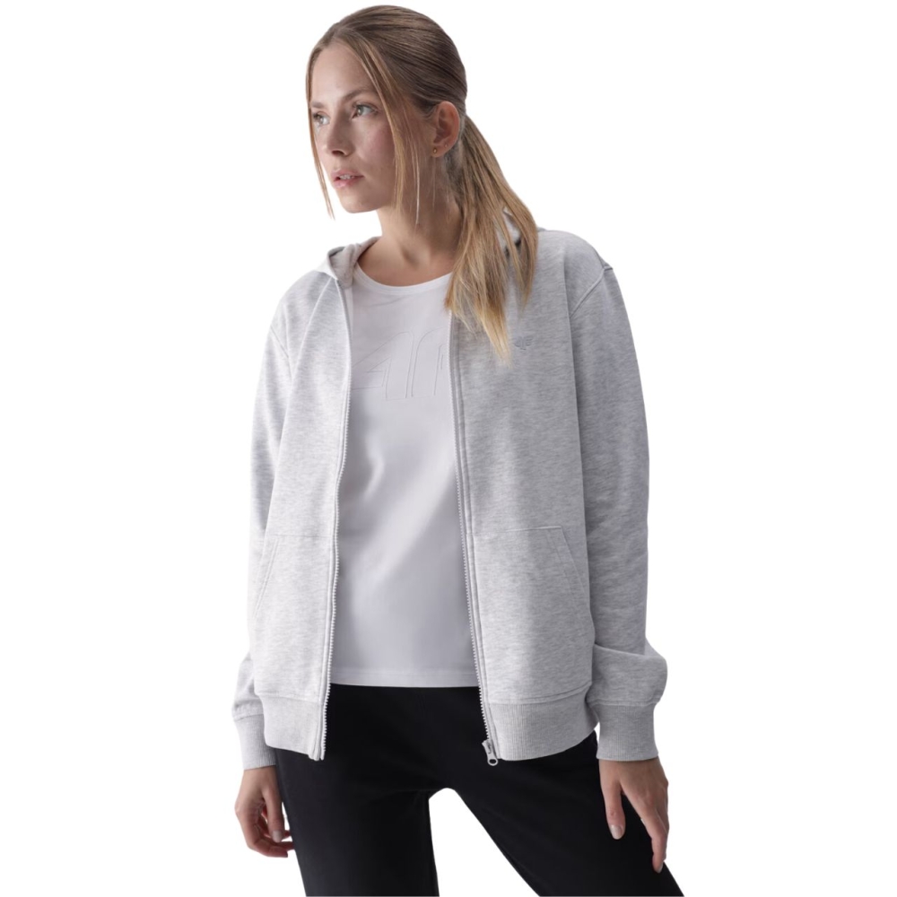 Bluza de trening 4F F1467 cool gri deschis melange 4FWMM00TSWSF1467 27M pentru Femei