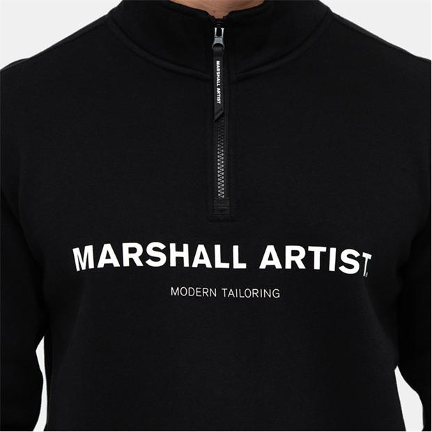 Bluza de trening Marshall Artist Artist Stampa quarter cu fermoar negru