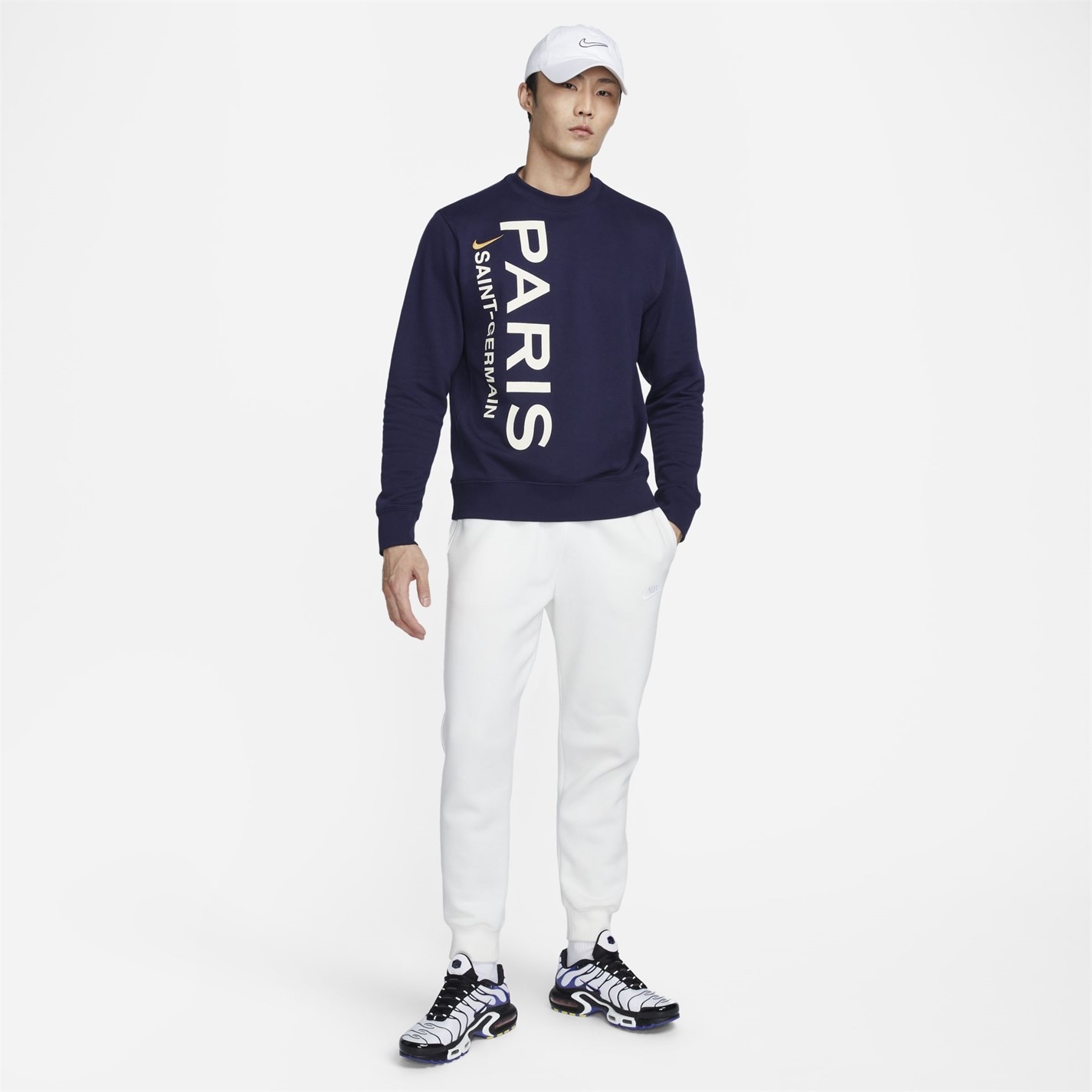 Bluza de trening Nike Paris Saint-Germain Crew-Neck French Terry pentru adulti albastru auriu