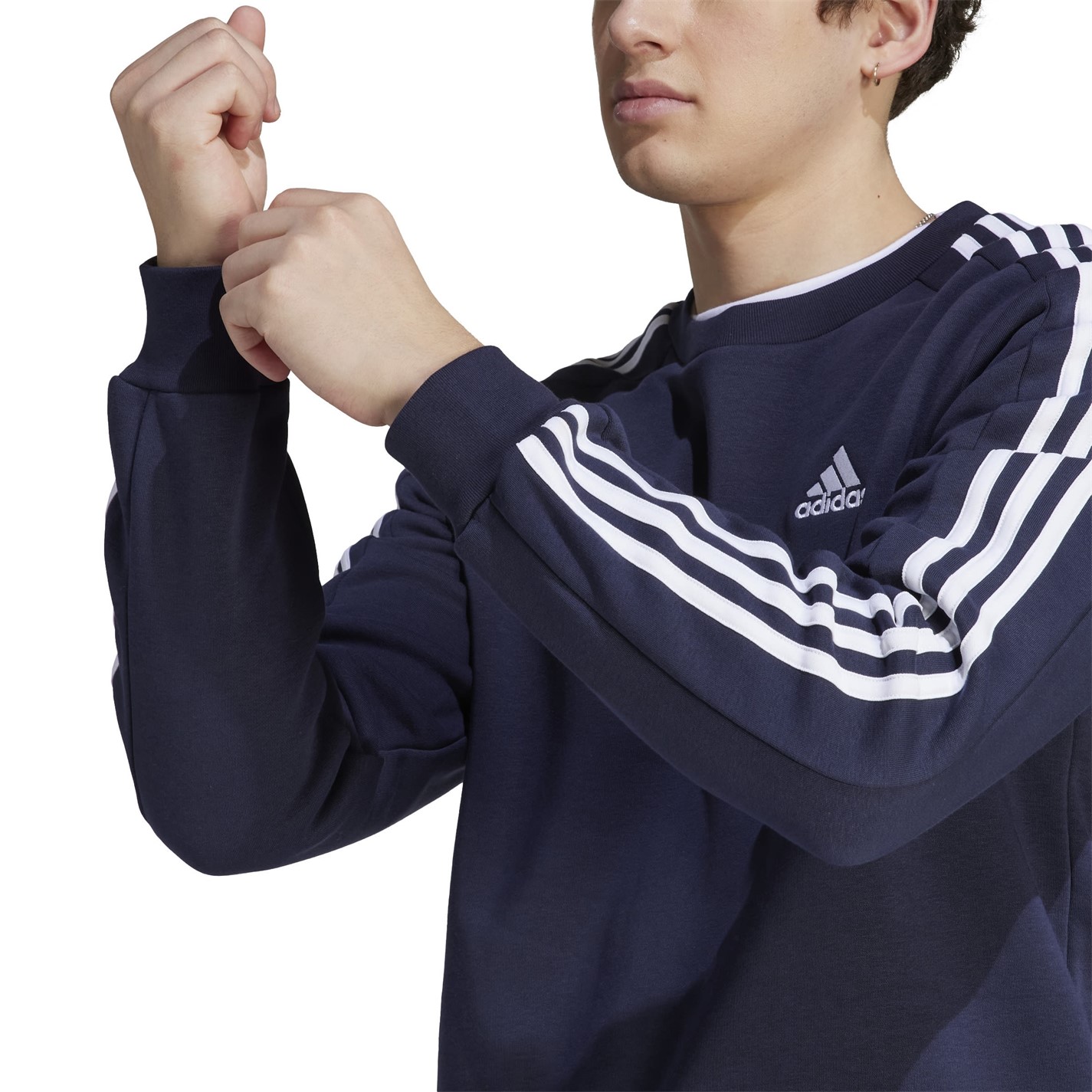 Bluza de trening Pulovere adidas Crew 3-Stripes pentru Barbati bleumarin alb