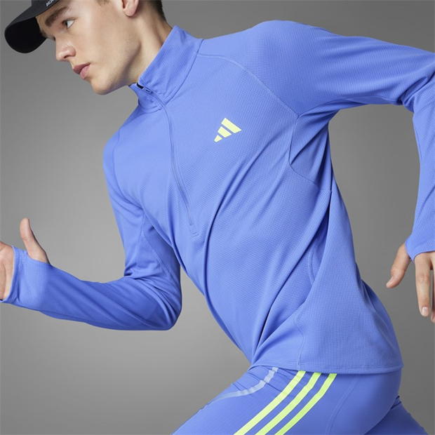 adidas alergare quarter cu fermoar maneca lunga Top pentru Barbati albastru