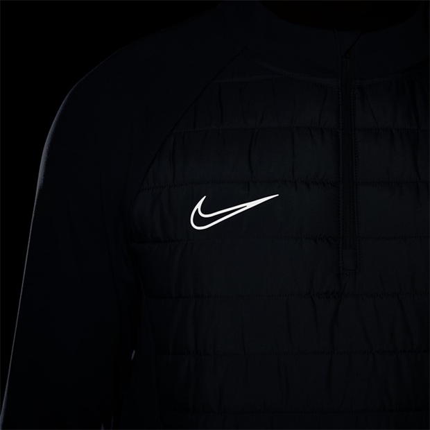 Bluza fotbal Nike Academy iarna Warrior Therma-FIT 1/2-cu fermoar pentru Barbati gri argintiu