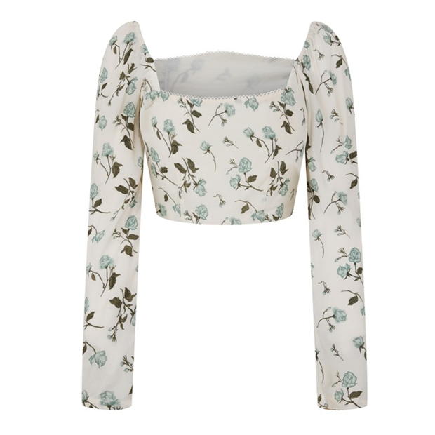 Bluza Jack Wills LS Fitted pentru femei crem floral