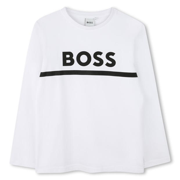 Bluza logo mare maneca lunga Boss Boss copii alb 10p