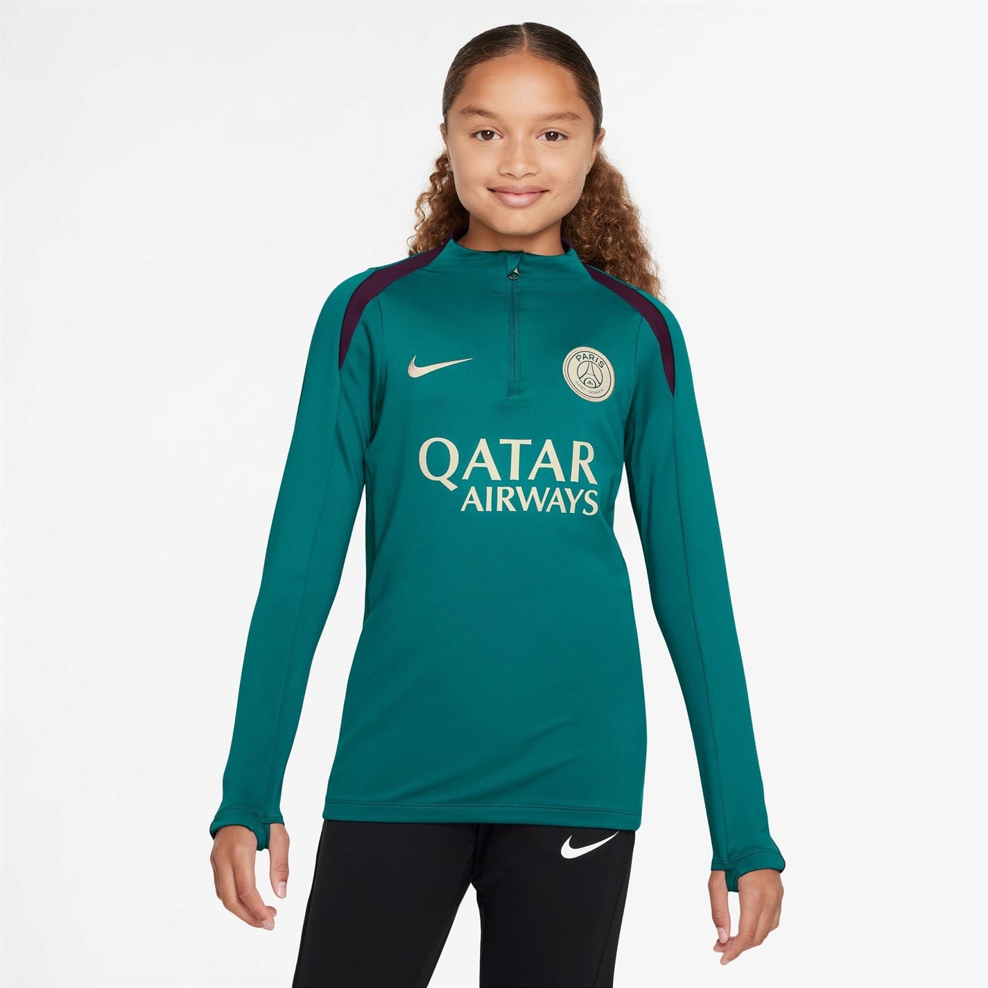 Bluza sport STRIKE DRILL TOP Nike Paris Saint-Germain 2024 2024 Juniors verde