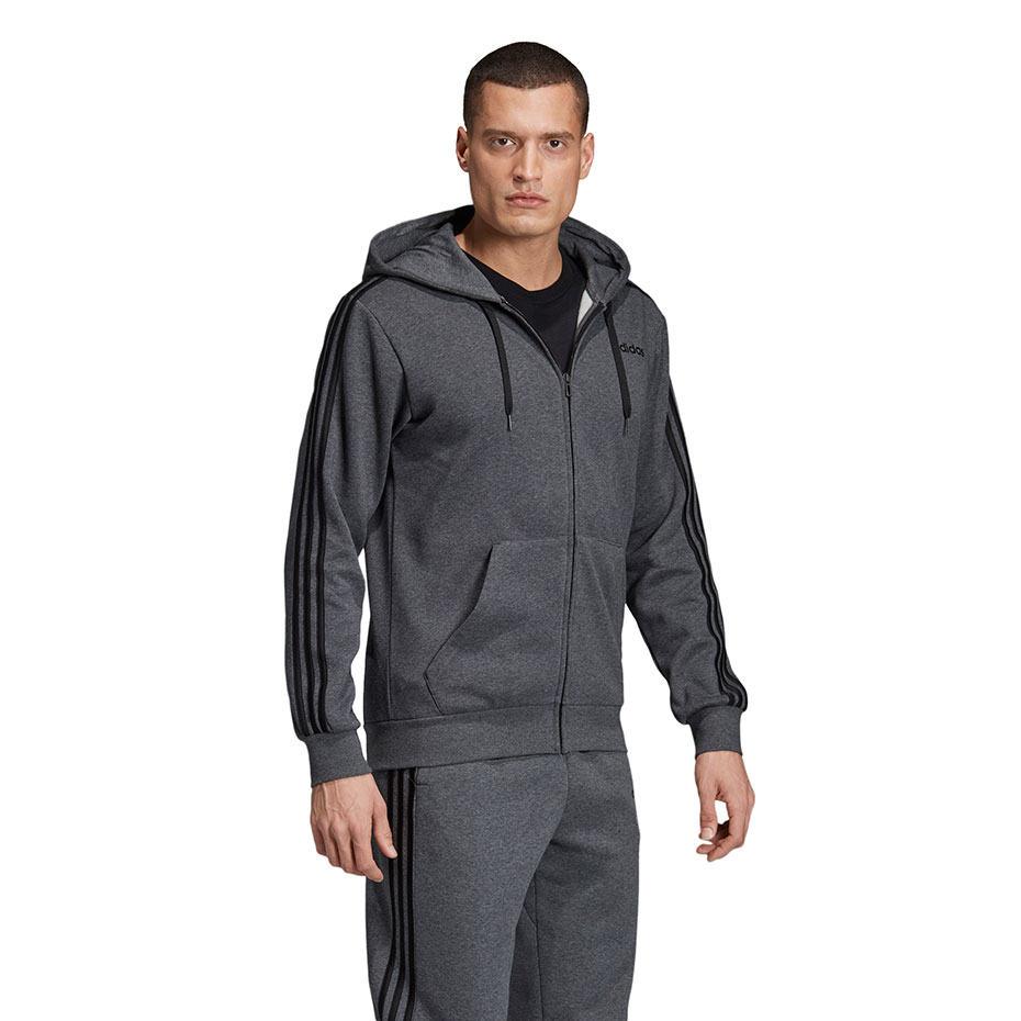 Bluze Adidas Essentials 3 Stripes Fullzip gri DX2528 pentru Barbati