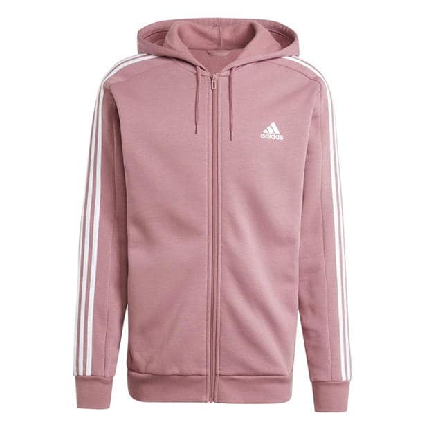 Bluze Hanorac adidas 3-Stripes Full-cu fermoar pentru Barbati rosu inchis