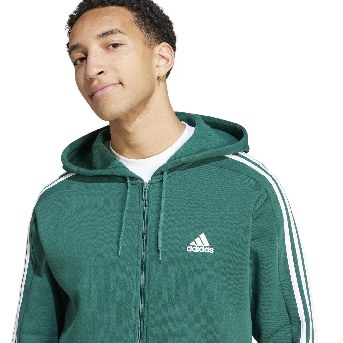 Bluze Hanorac adidas 3-Stripes Full-cu fermoar pentru Barbati verde