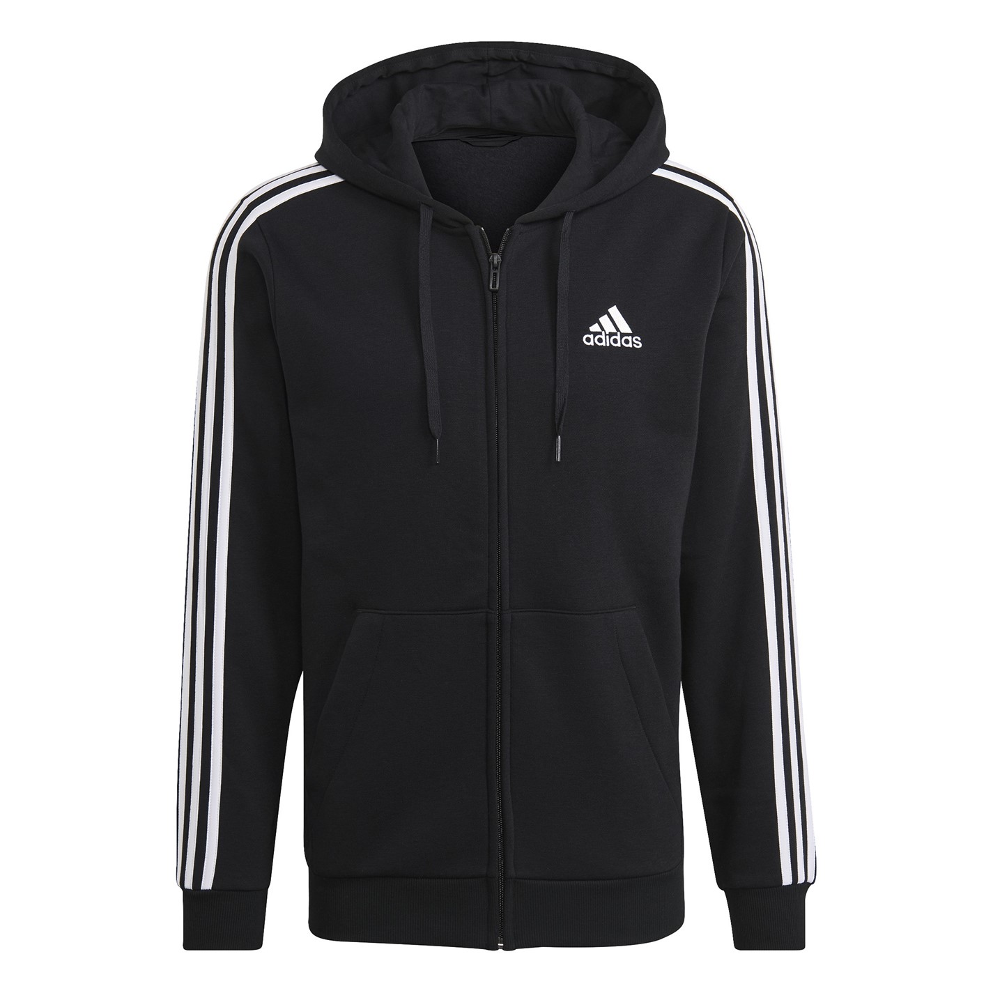 Bluze Hanorac adidas 3-Stripes Full-cu fermoar pentru Barbati negru alb