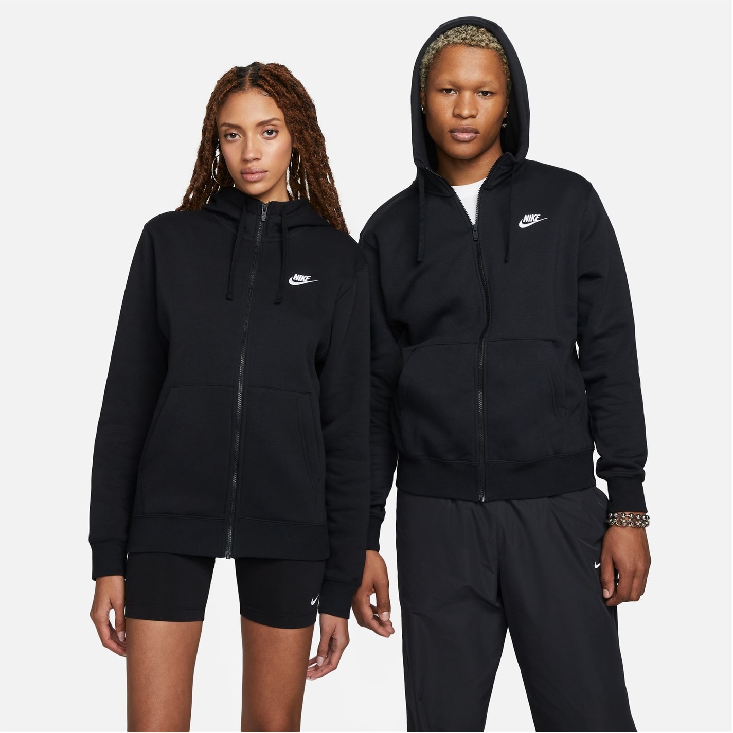 Hanorac Nike Sportswear Club Fleece Full-cu fermoar pentru Barbati negru