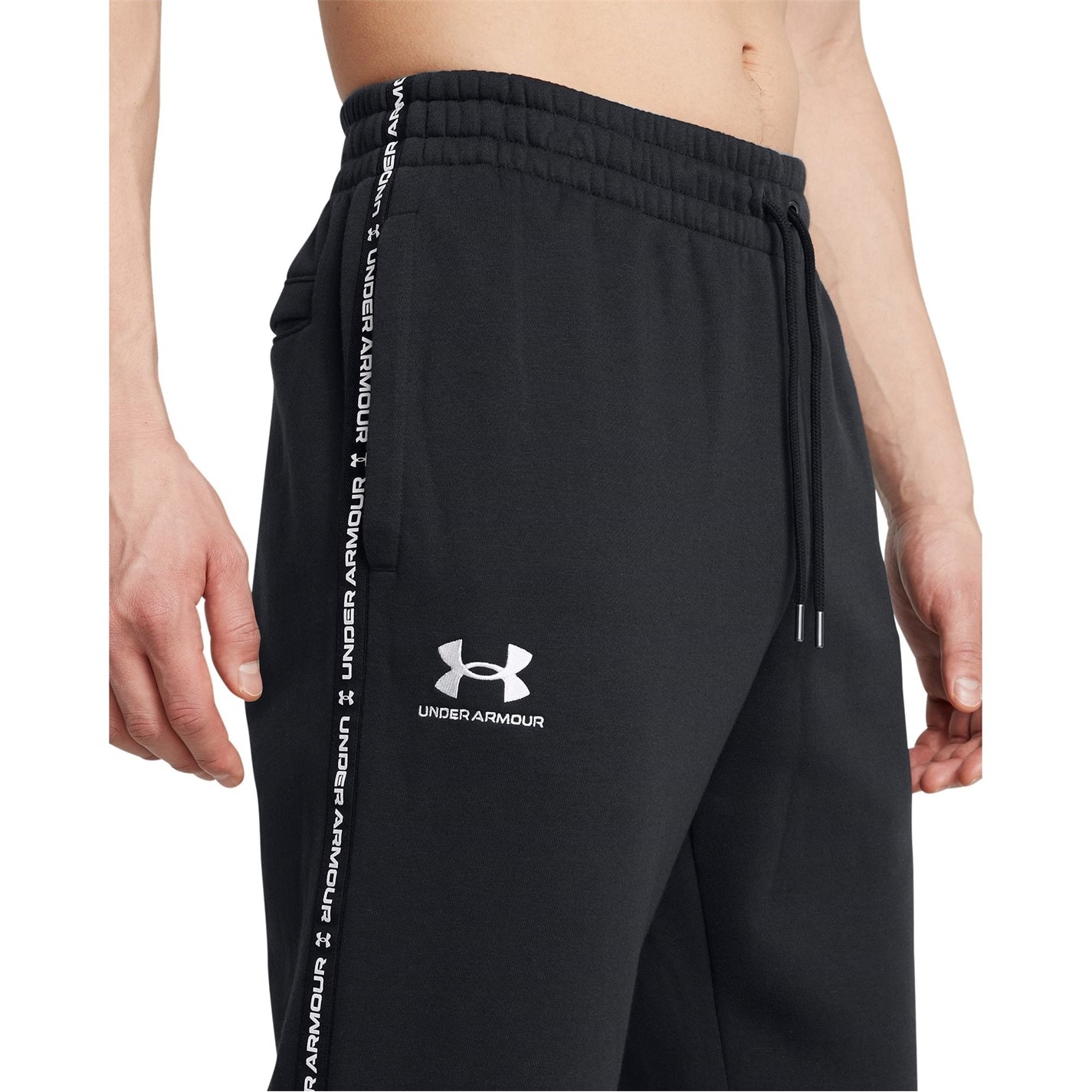 Pantaloni sport fleece conici Under Armour Icon pentru Barbati negru