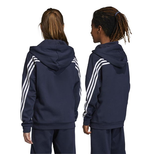 Bluze trening adidas Future Icons 3-Stripes Full-cu fermoar cu gluga K legend albastru alb