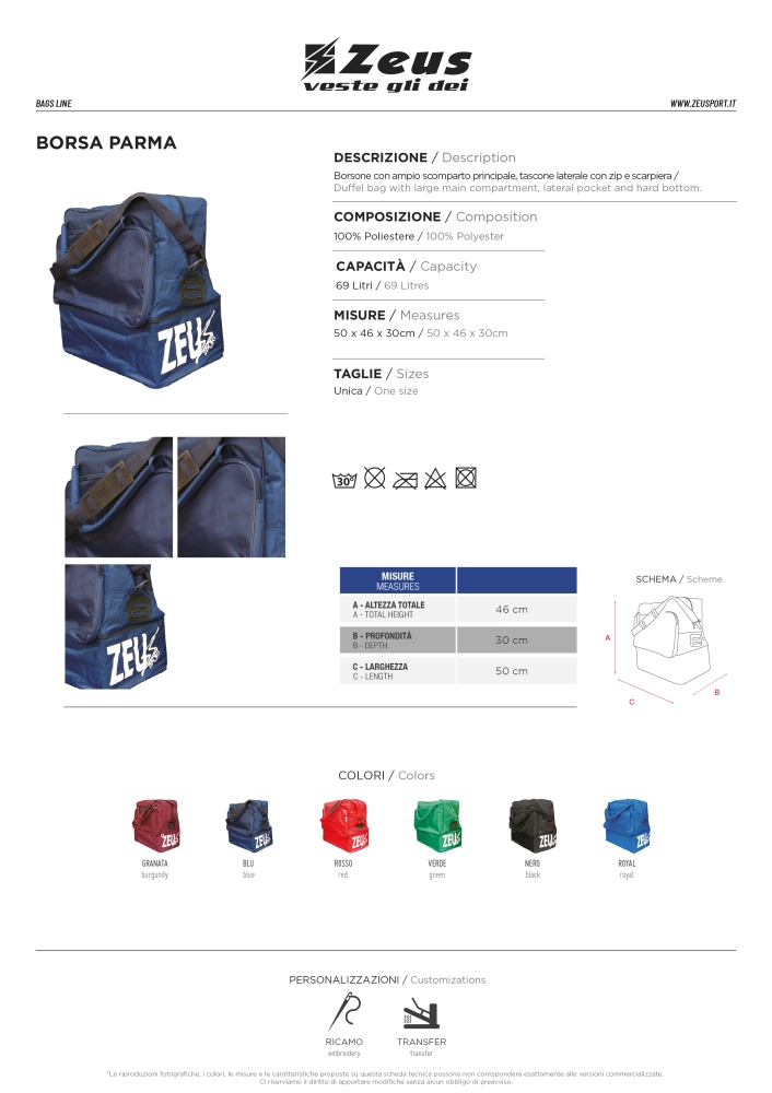 BORSA PARMA Zeus bleumarin