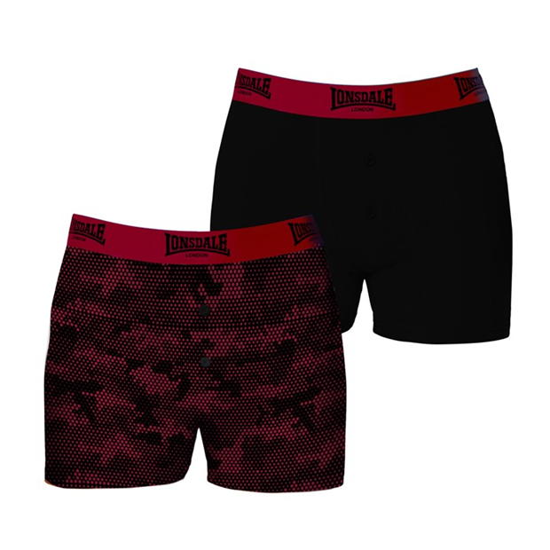 Boxeri Set 2 Lonsdale pentru Barbati rosu camuflaj