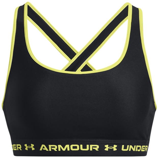 Bustiera in X Under ARMOUR Medium Support pentru femei negru galben