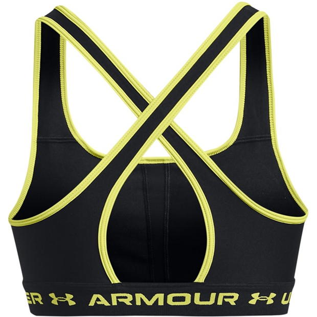 Bustiera in X Under ARMOUR Medium Support pentru femei negru galben