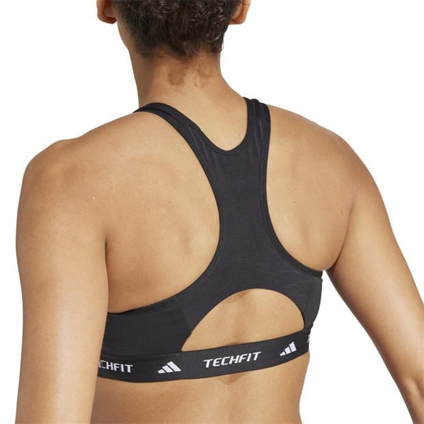 Bustiera sport adidas TECHFIT Medium Support cu guler inalt pentru femei negru