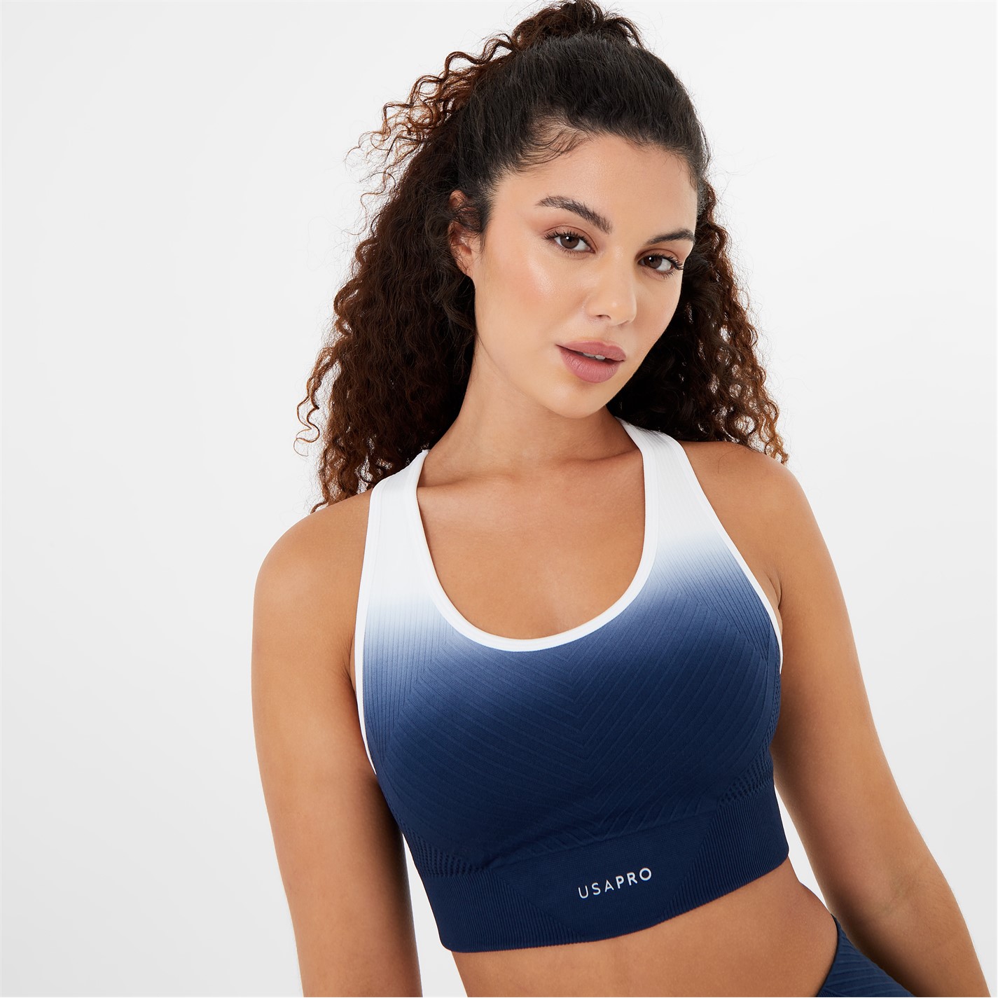 Bustiera sport USA Pro Ombre bleumarin alb