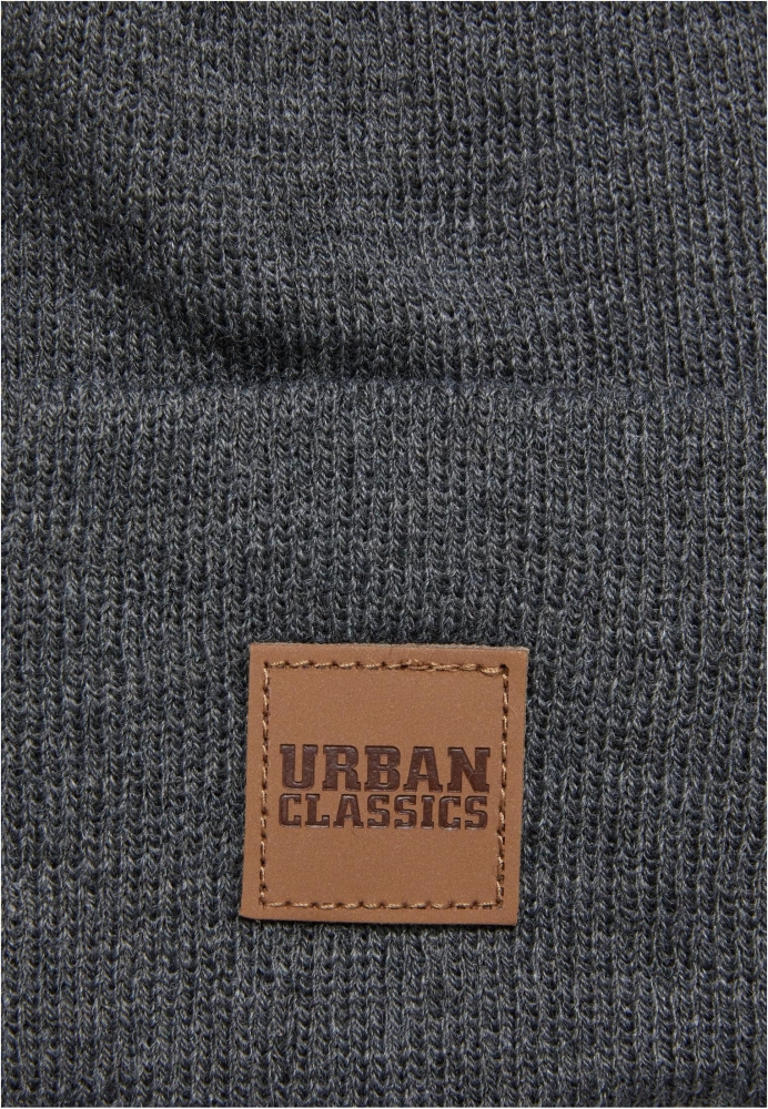 Caciuli beanie cu accesoriu piele gri carbune Urban Classics