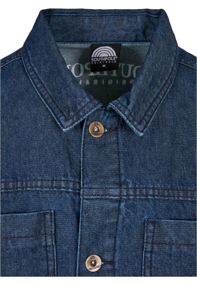 Camasa denim Southpole supradimensionat bleumarin washed