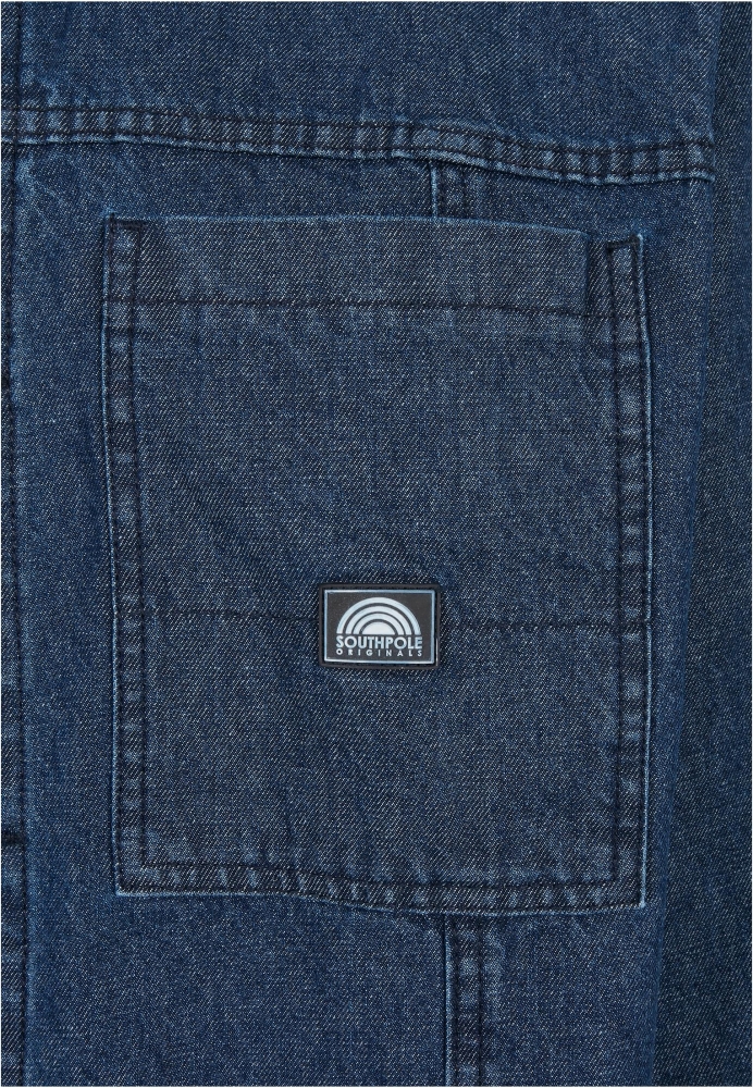 Camasa denim Southpole supradimensionat bleumarin washed