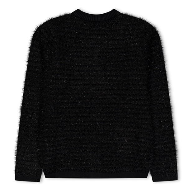 Cardigan Biba Biba Fluffy pentru fetite negru shimmer