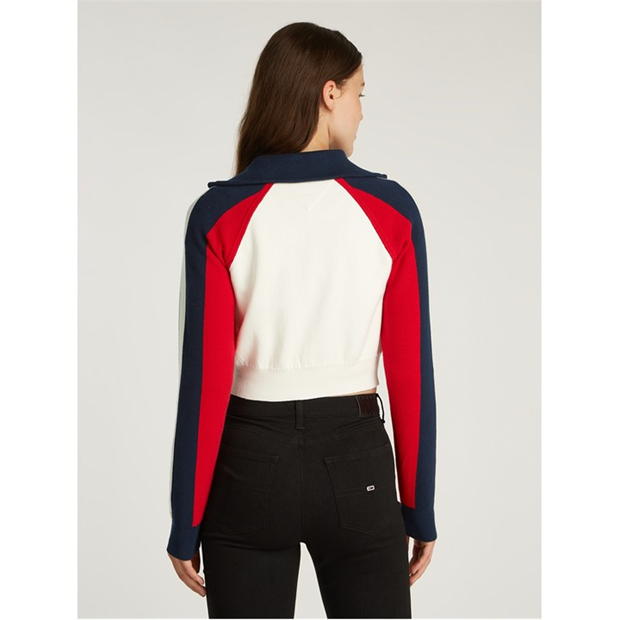 Cardigan Blugi Tommy TJW RWB COLORBLOCK EXT bej alb