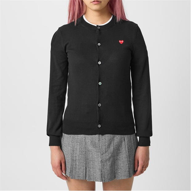 Cardigan COMME DES GARCONS PLAY Little rosu Heart bumbac negru