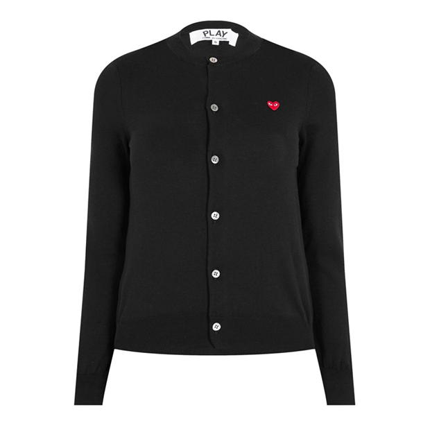 Cardigan COMME DES GARCONS PLAY Little rosu Heart bumbac negru