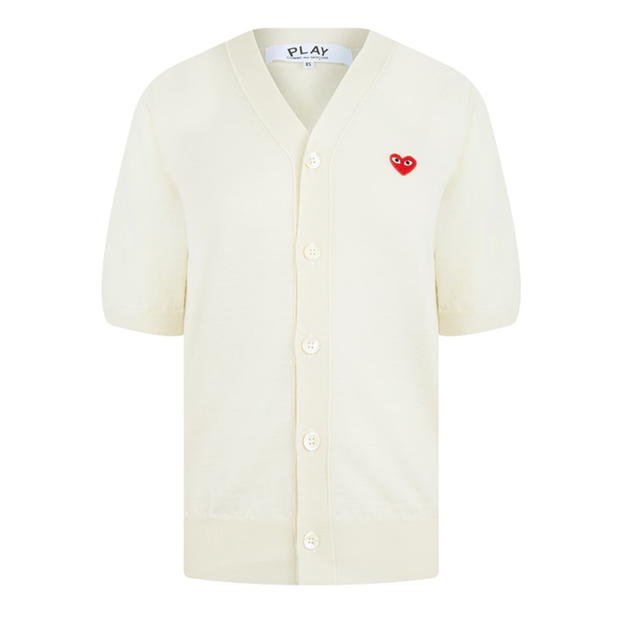 Cardigan COMME DES GARCONS PLAY maneca scurta alb