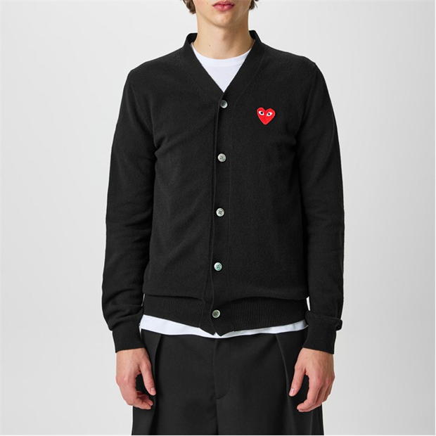 Cardigan COMME DES GARCONS PLAY Peeping Heart negru rosu