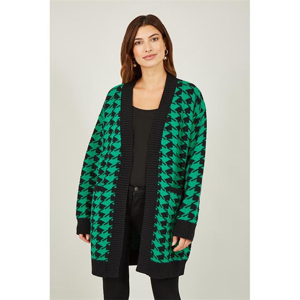 Cardigan lung Yumi Yumi verde Dogtooth