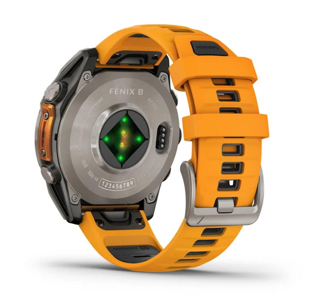 CEAS FENIX 8 AMOLED SAPPHIRE SPARK portocaliu GRAPHITE TI BARE 47MM EMEA GARMIN