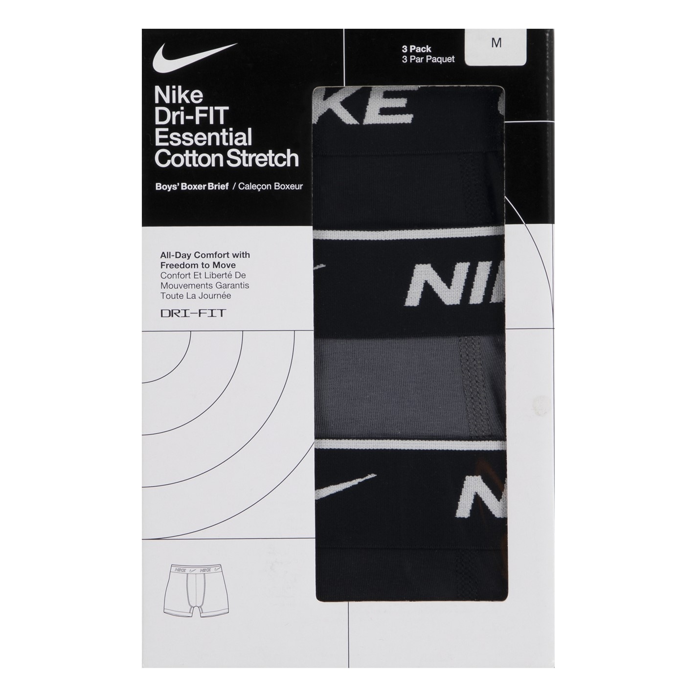 Chiloti Boxeri Set de 3 Nike bumbac pentru baieti negru gri