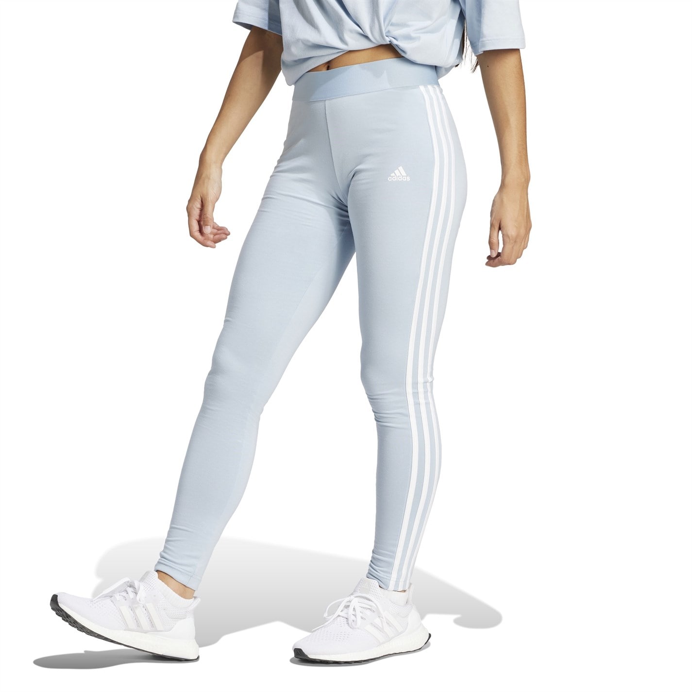 Colanti adidas Essentials 3 cu dungi pentru femei albastru roz