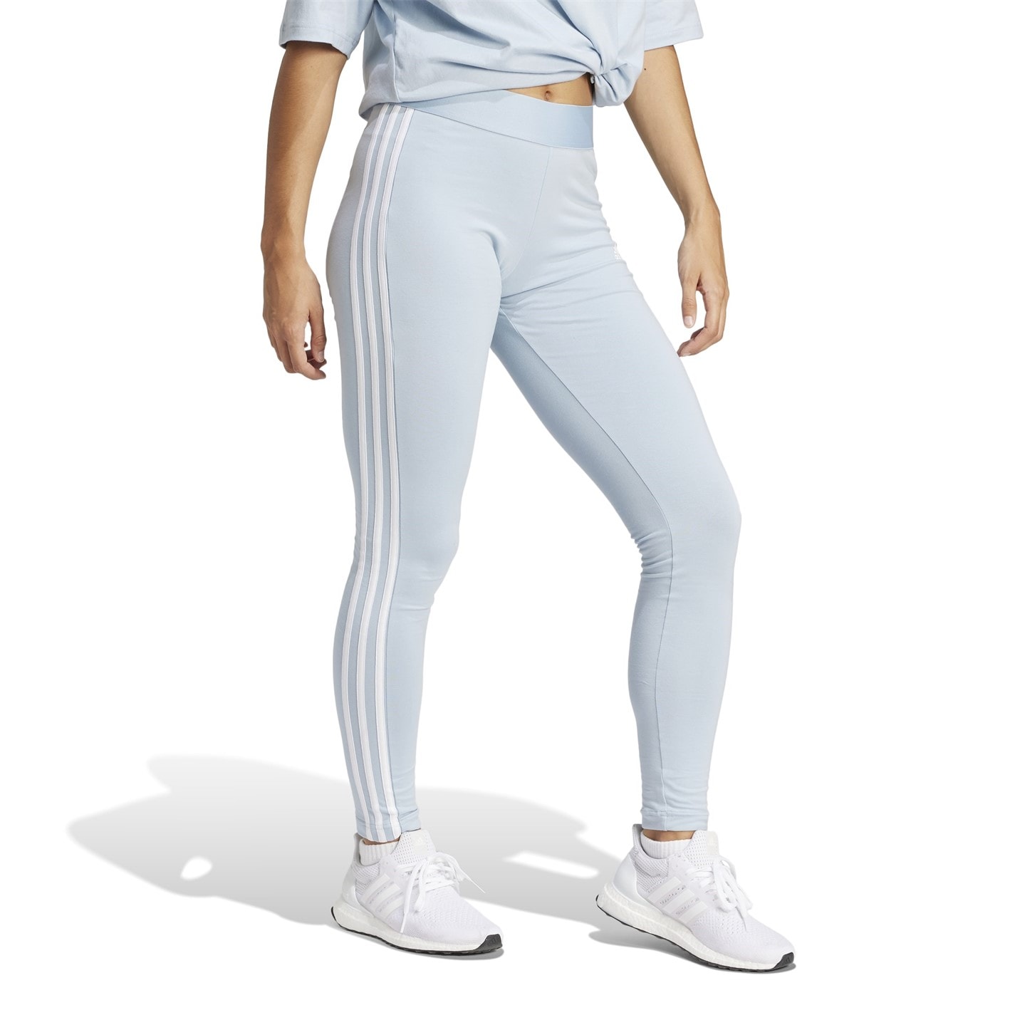 Colanti adidas Essentials 3 cu dungi pentru femei albastru roz