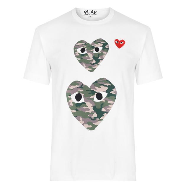 COMME DES GARCONS PLAY Camo Double Heart T- Shirt alb