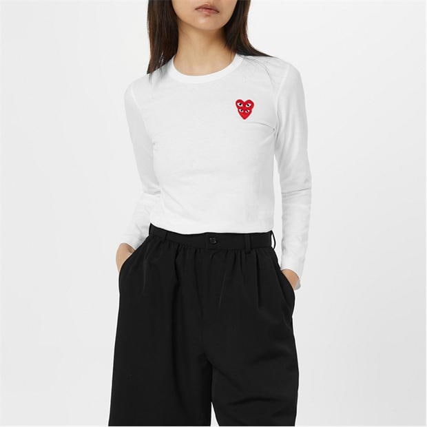 COMME DES GARCONS PLAY Comme Double Hrt Tee femei alb