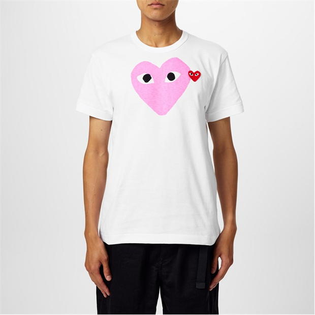 COMME DES GARCONS PLAY Comme Duo Heart T barbati alb roz