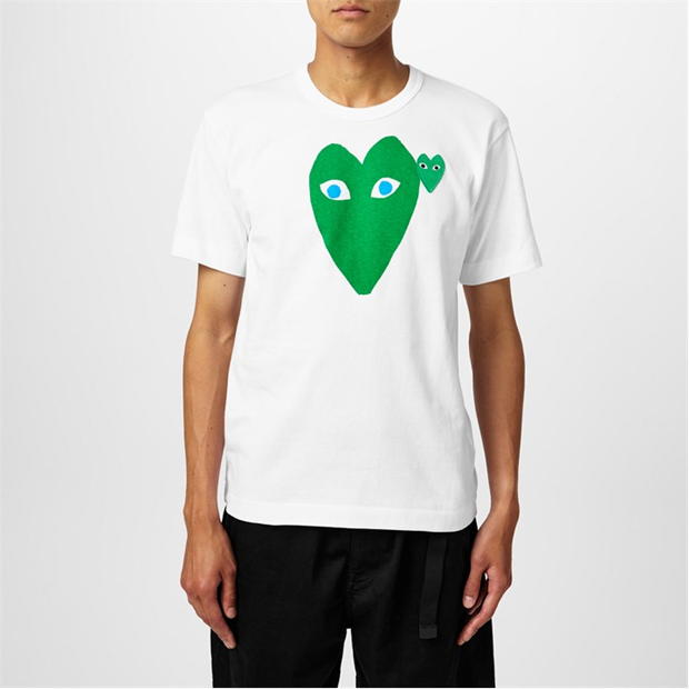 COMME DES GARCONS PLAY Comme Lrg verde Hear pentru barbati alb