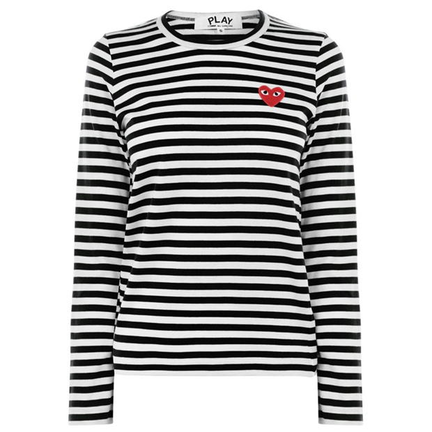 COMME DES GARCONS PLAY cu dungi Heart Top negru alb