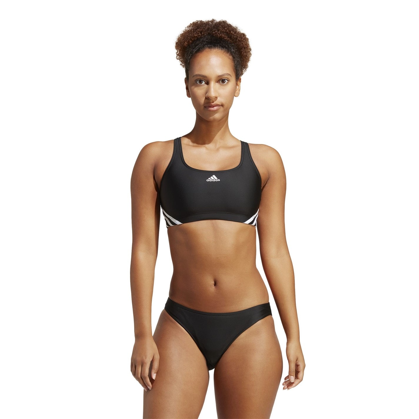 Costum de baie bikini adidas 3-Stripes negru alb