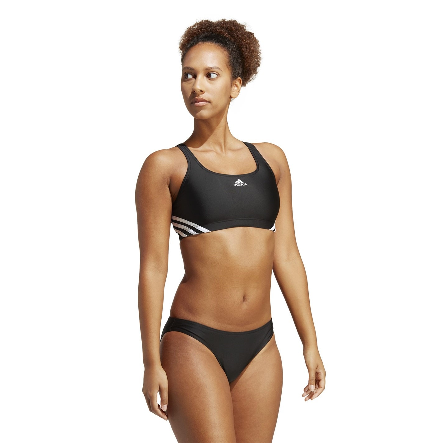 Costum de baie bikini adidas 3-Stripes negru alb