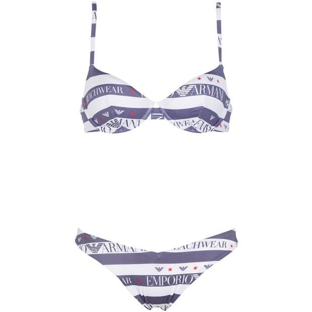 Costum de baie bikini EMPORIO ARMANI Emporio tricot femei albastru riga