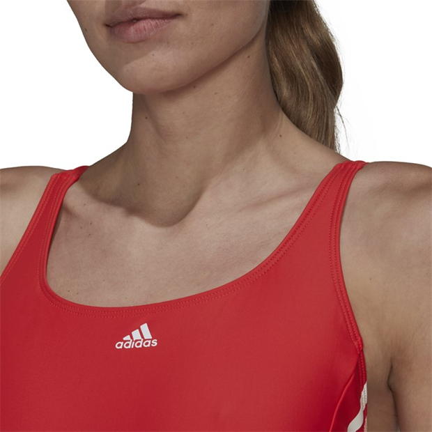 Costum de Inot adidas Mid 3-Stripes pentru femei bright rosu alb