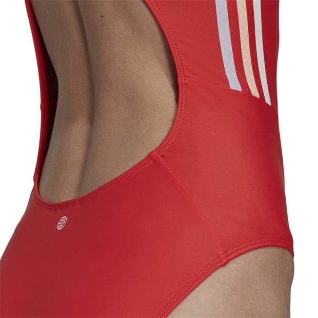 Costum de Inot adidas Mid 3-Stripes pentru femei bright rosu alb