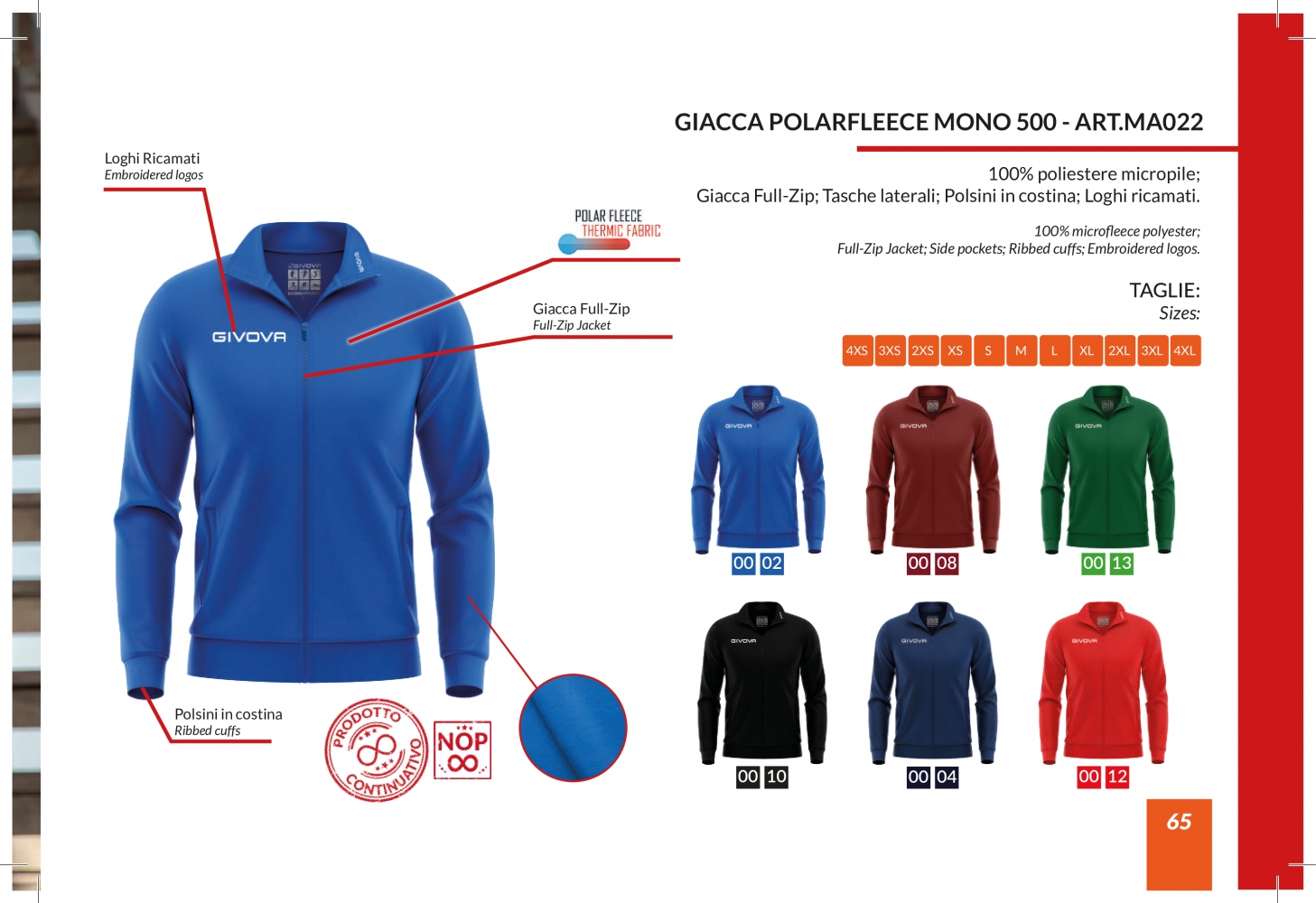 Bluza trening cu fermoar Polarfleece 500 Givova albastru