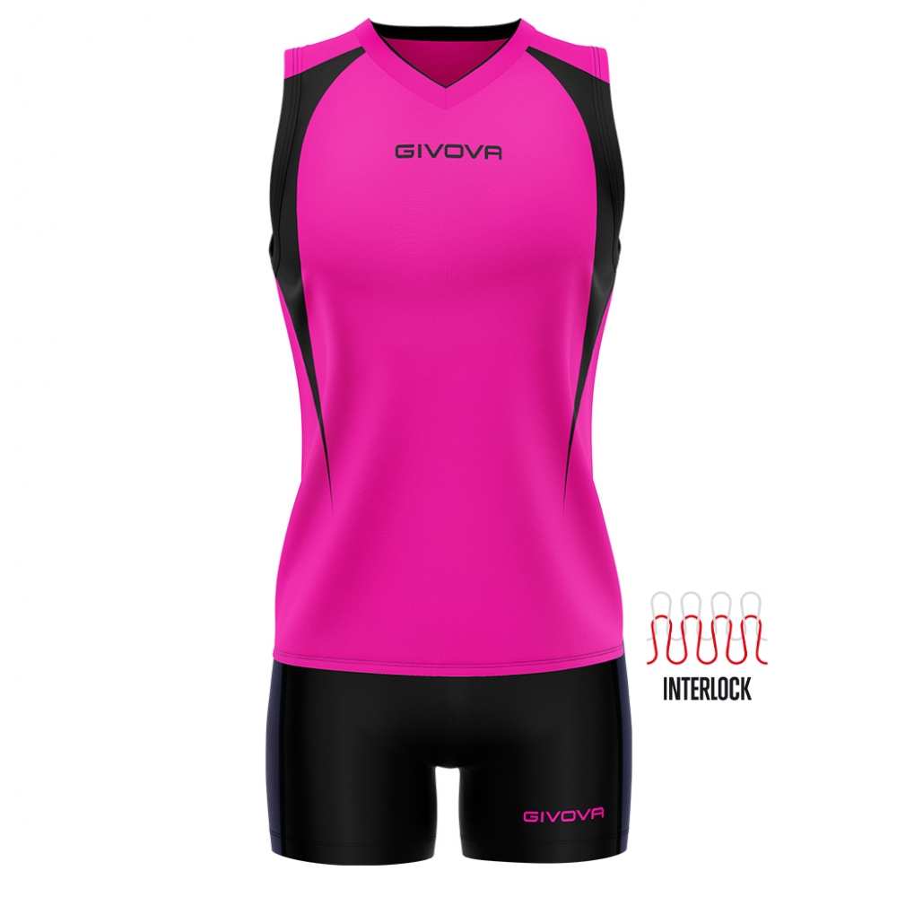 Echipament volei KIT VOLLEY SPIKE Givova roz fucsia negru