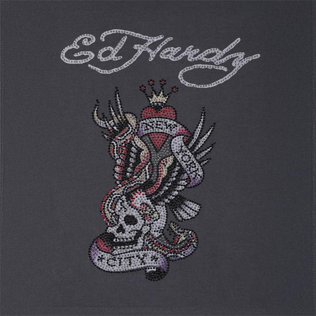 Ed Hardy Ed Nyc Dimnte Crop dama gri carbune