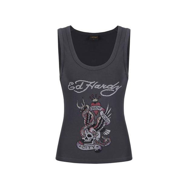 Ed Hardy Ed Nyc Dimnte Crop dama gri carbune